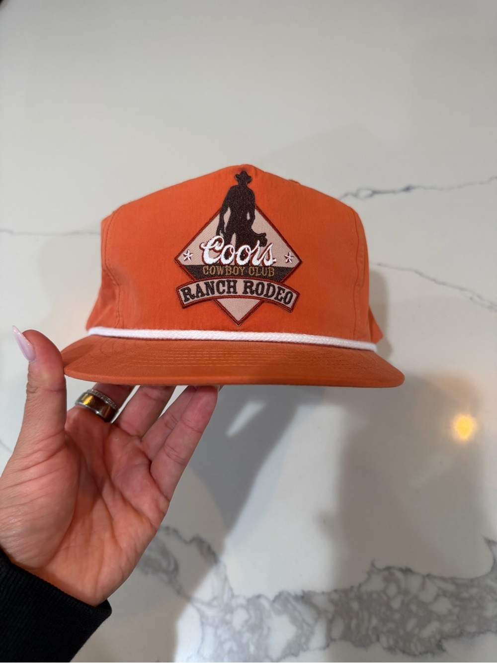 Orange Coors Cowboy Club Ranch Rodeo Rope-Trim Snapback Hat
